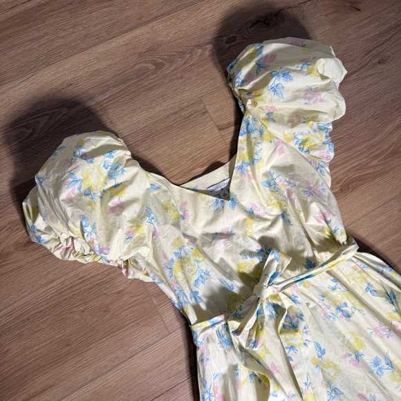 LoveShackFancy x Target Puff Sleeve Dress Yellow Floral Cottage Size 12 - Picture 3 of 13